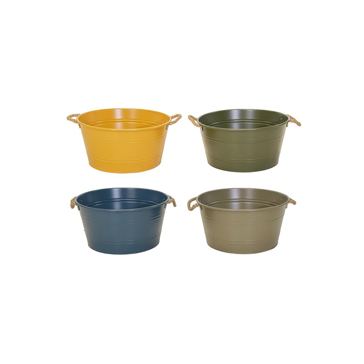SET 4 OVALINE LATTA D.30 CM H.13,5 CM GIALLO/BLU/GRIGIO/VERDE