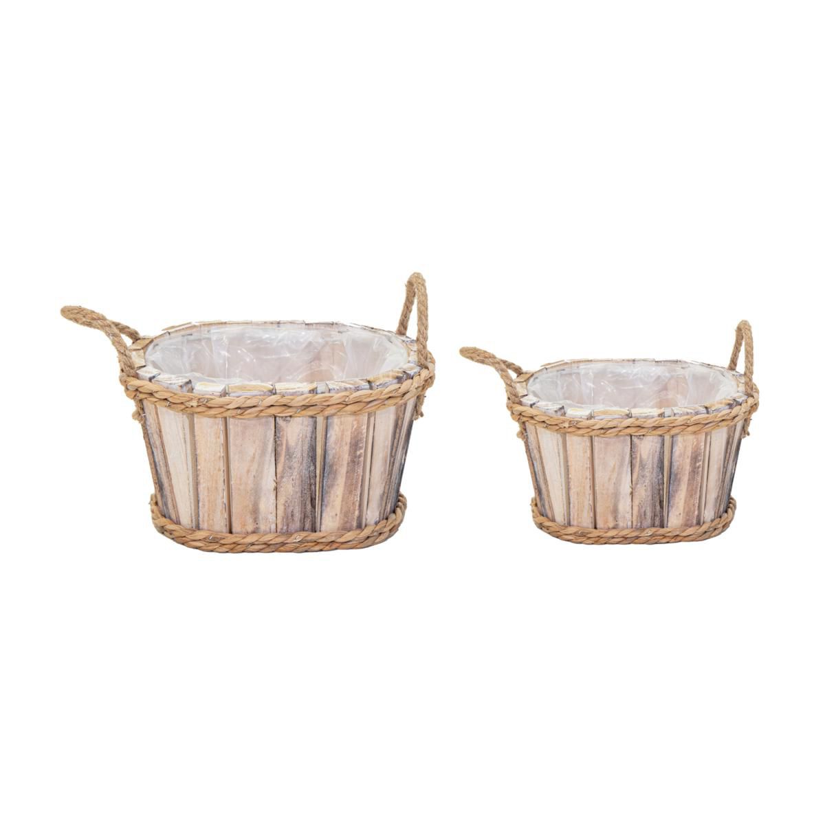 SET 2 CESTI OVALI LEGNO24,5-31X19-24 CM H.14-16 CM GRIGIO SET 2 CESTI OVALI LEGNO24,5-31X19-24 CM H.14-16 CM GRIGIO