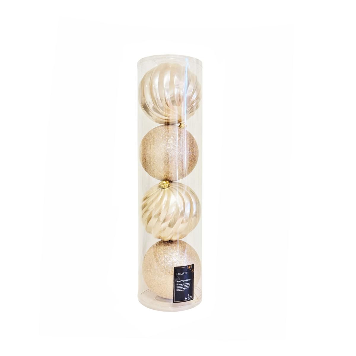 SET 4 SFERE POLY MM.140LUCIDO/SATINATO/GLITTER PERLA
