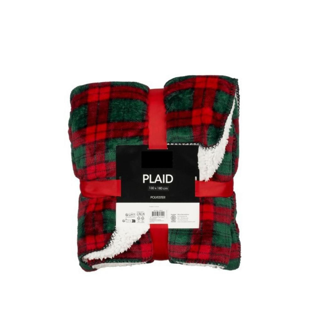 PLAID POLY SCOZZESE 130X160 CM ROSSO/VERDE/BIANCO