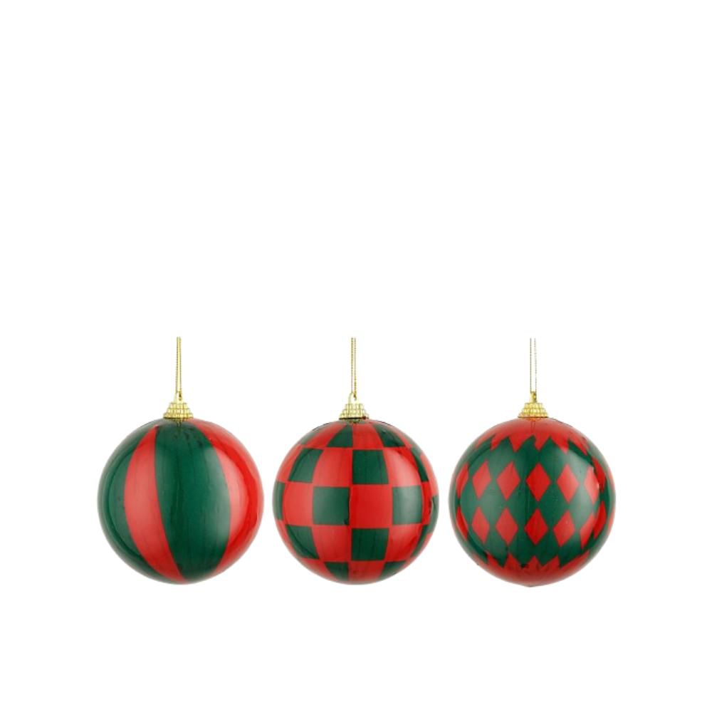 SET 3 SFERE POLY MM.100D/APPENDERE ROSSO/VERDE