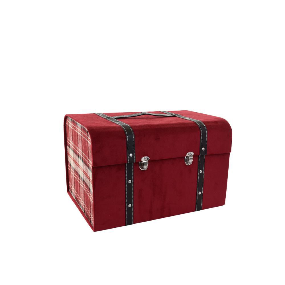 BAULETTO C/MANICO 39X28X24,5 CM TARTAN/ROSSO/BEIGE