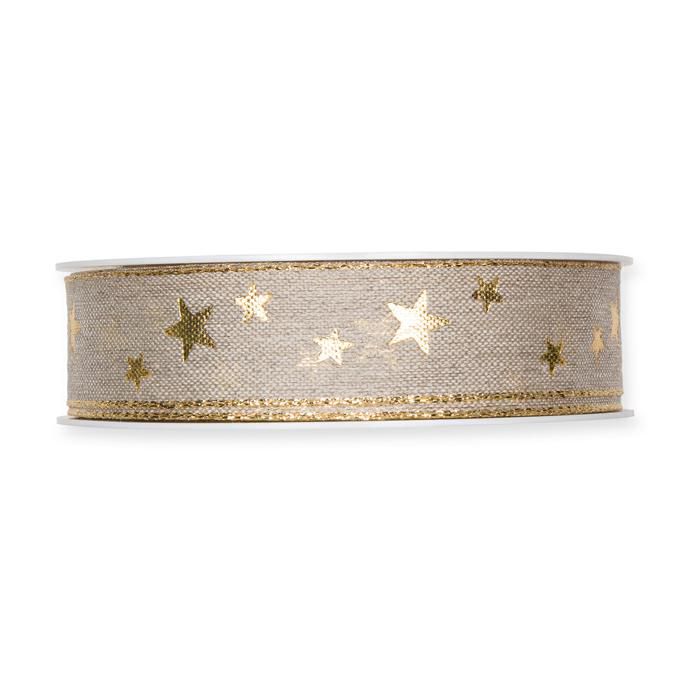 NASTRO ART.698 C/STELLE-LITTLE STARS- 25MM 15MT BEIGE/ORO