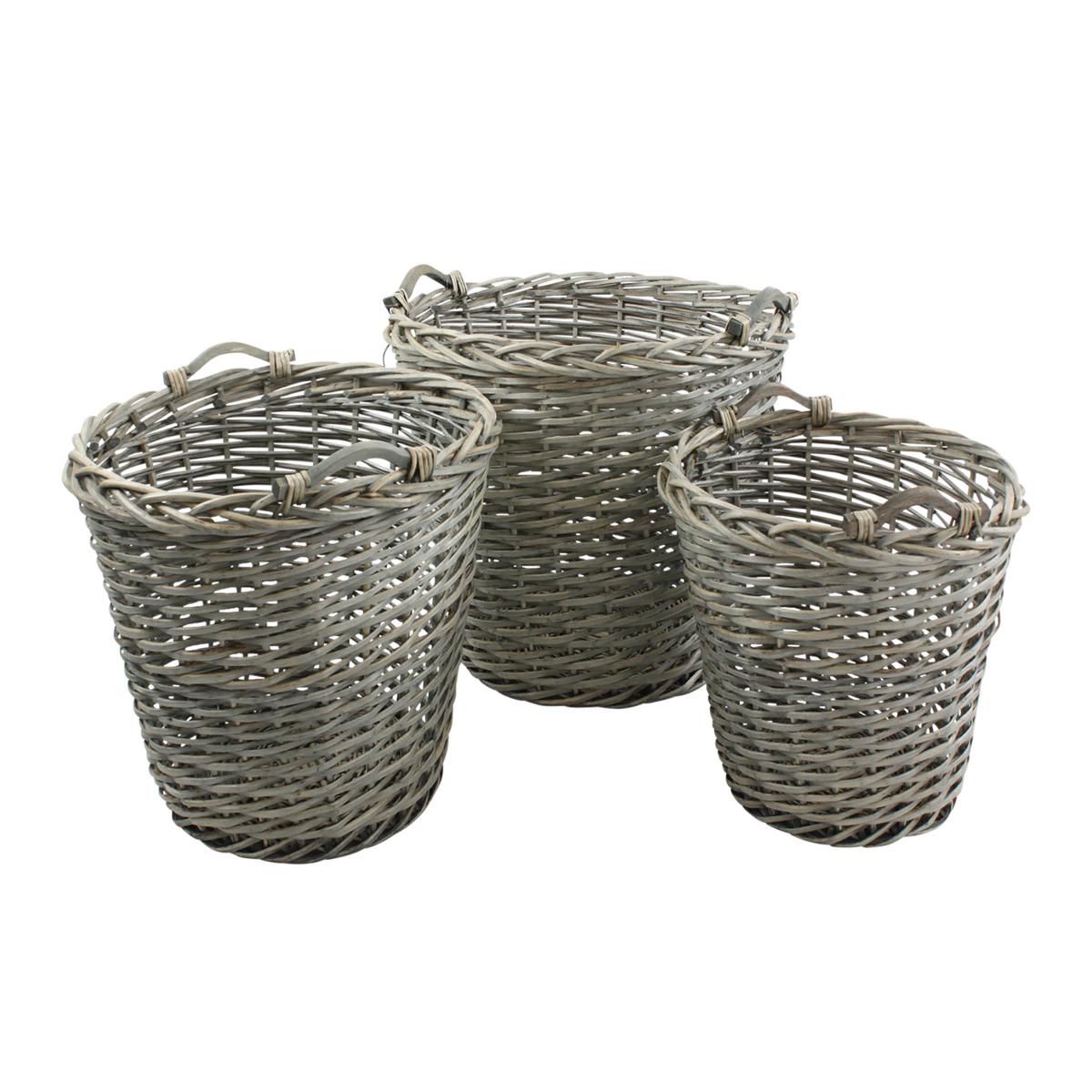 SET 3 CESTI VIMINI D.45-55-63 CM H.46-53-59 CM MARRONE