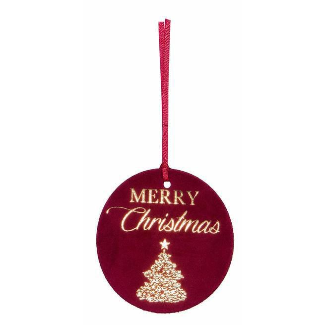 SET 6 TAGS VELLUTO C/FILO C/ALBERO D.10 CM BORDEAUX/ORO