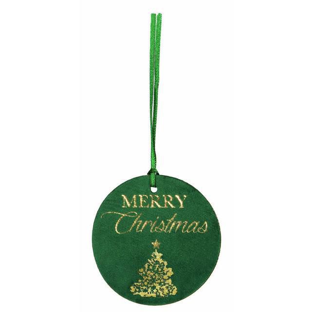SET 6 TAGS VELLUTO C/FILO C/ALBERO D.10 CM VERDE/ORO