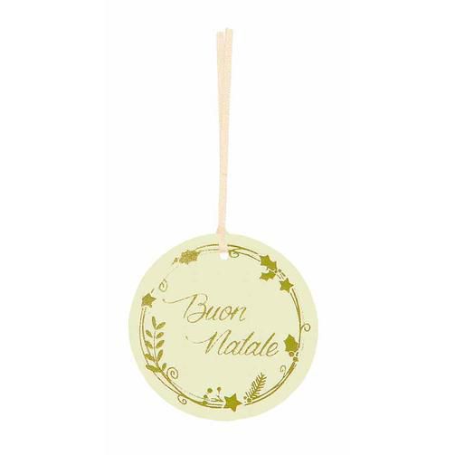 SET 6 TAGS VELLUTO C/FILO -BUON NATALE- D.10 CM BIANCO/ORO SET 6 TAGS VELLUTO C/FILO -BUON NATALE- D.10 CM BIANCO/ORO