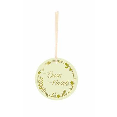 SET 6 TAGS VELLUTO C/FILO -BUON NATALE- D.7 CM BIANCO/ORO