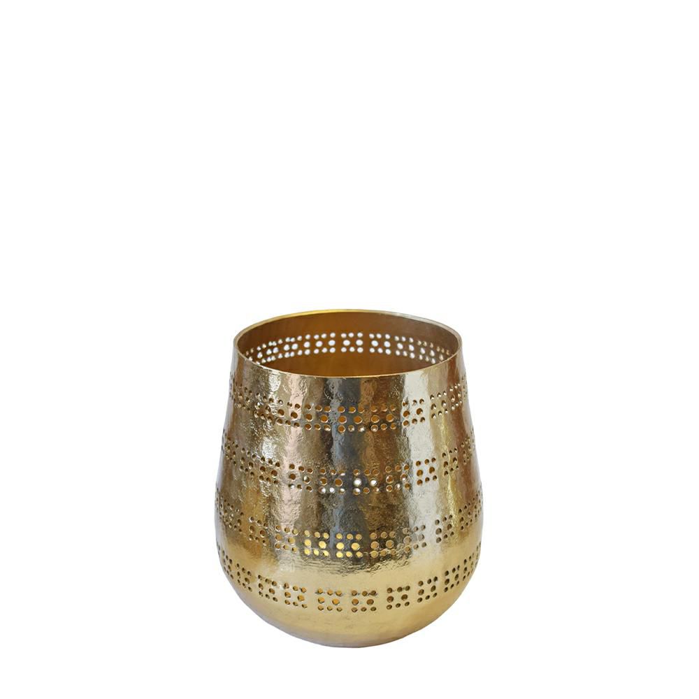 VASO LANTERNA ALLUMINIO10X15X19,5 CM ORO LUCIDO