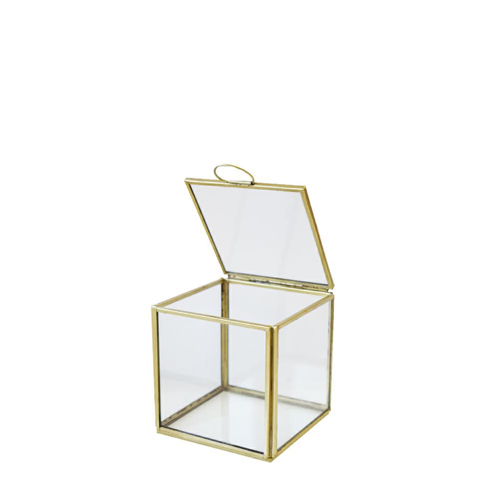 CONTENITORE VETRO/METALLO 10,5X10,5 CM H.10,5 CM ORO