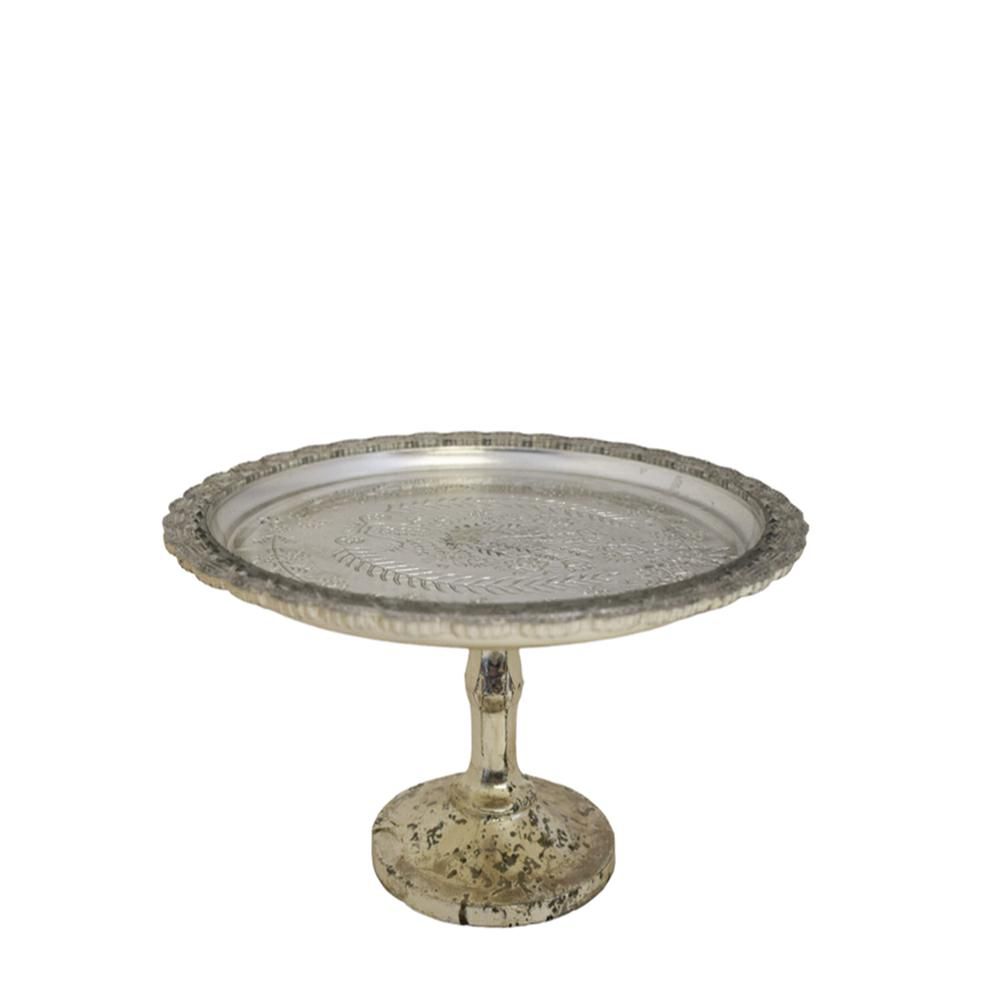 ALZATA VETRO C/BASE D.30 CM H.18 CM MERCURY ARGENTO