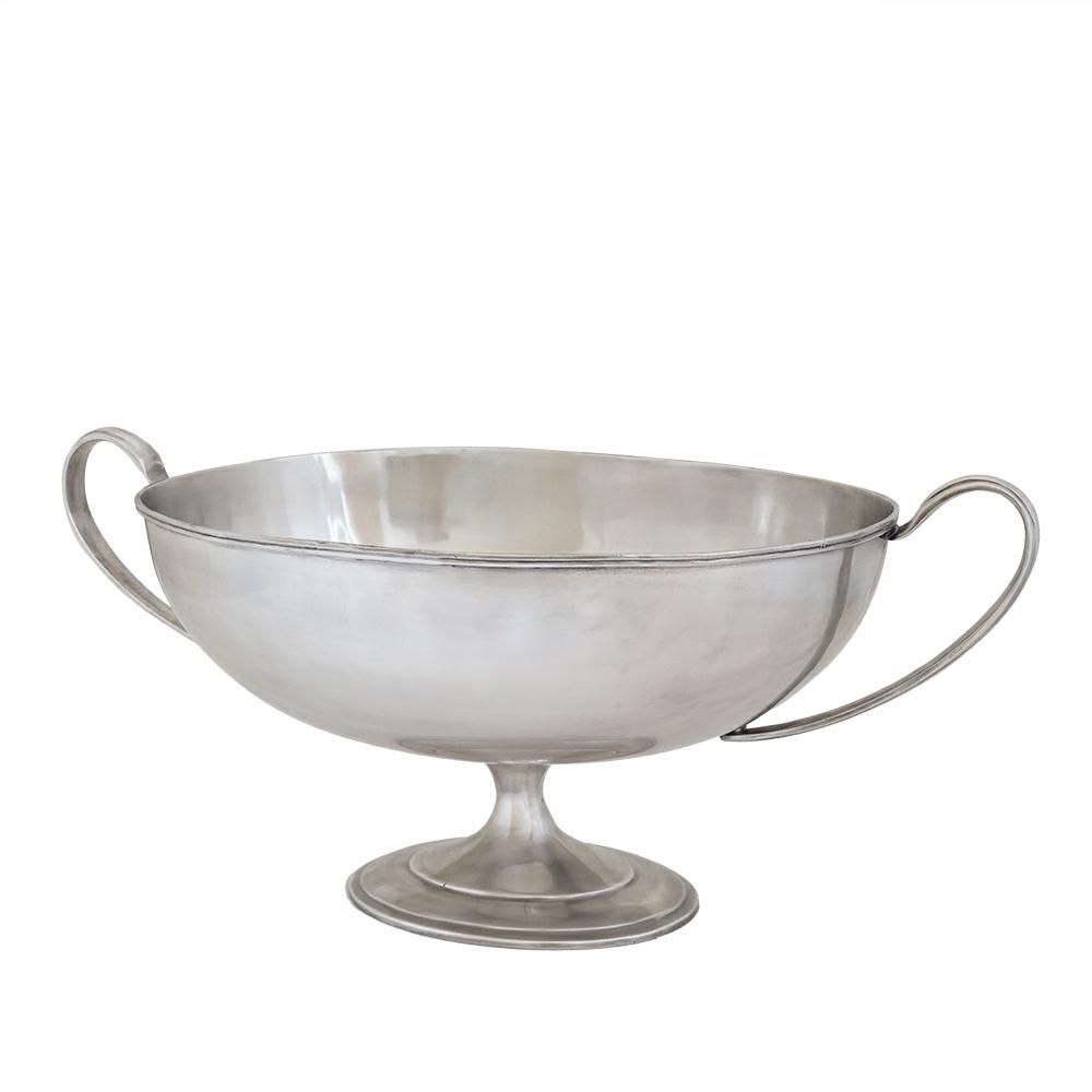 ALZATA OVALE METALLO C/MAN. 43X27CM H.19,5CM -MIRA- ARGENTO ANT.