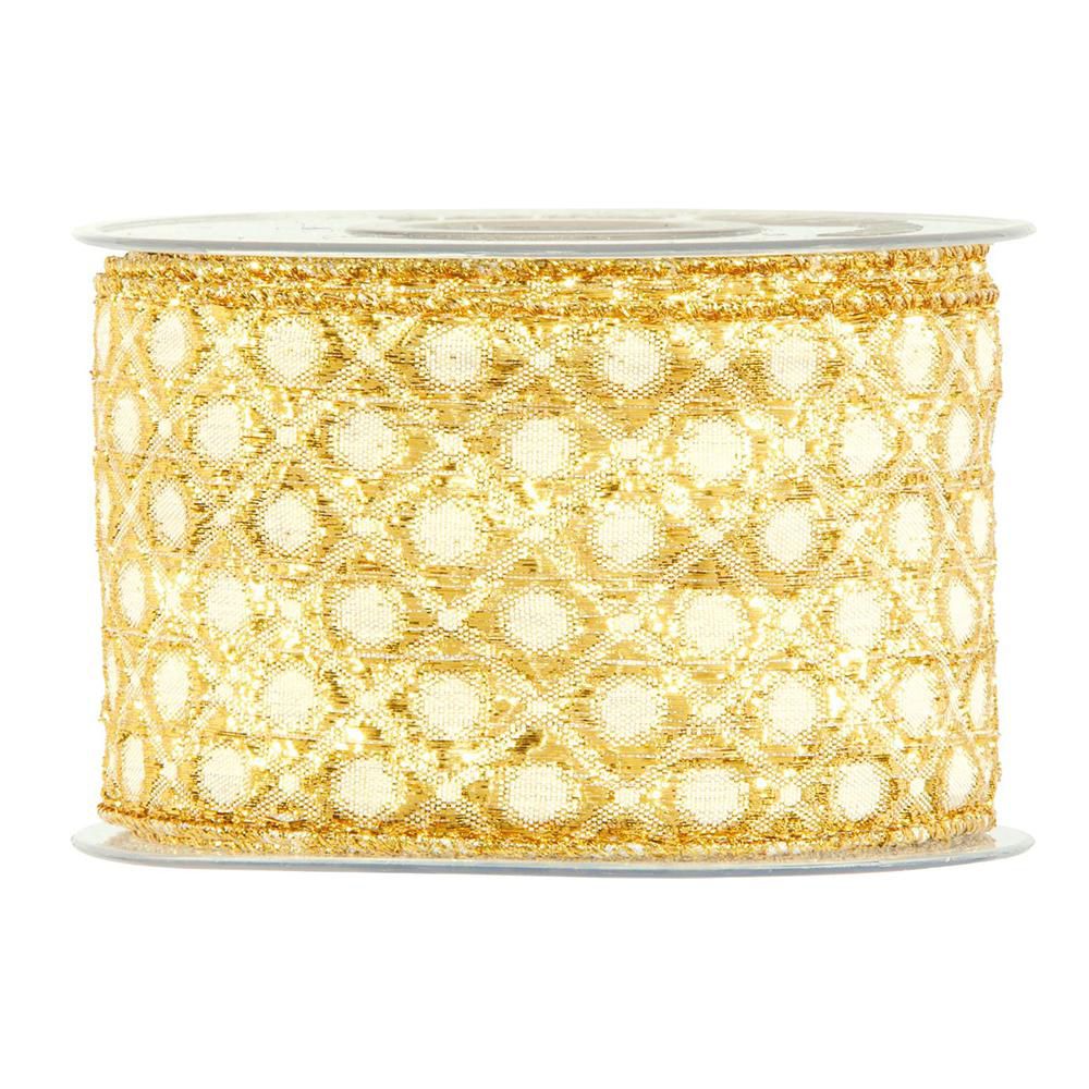 NASTRO LUREX C/BORDO ANIMATO -ALABASTER- 6,3CM 10MT ORO