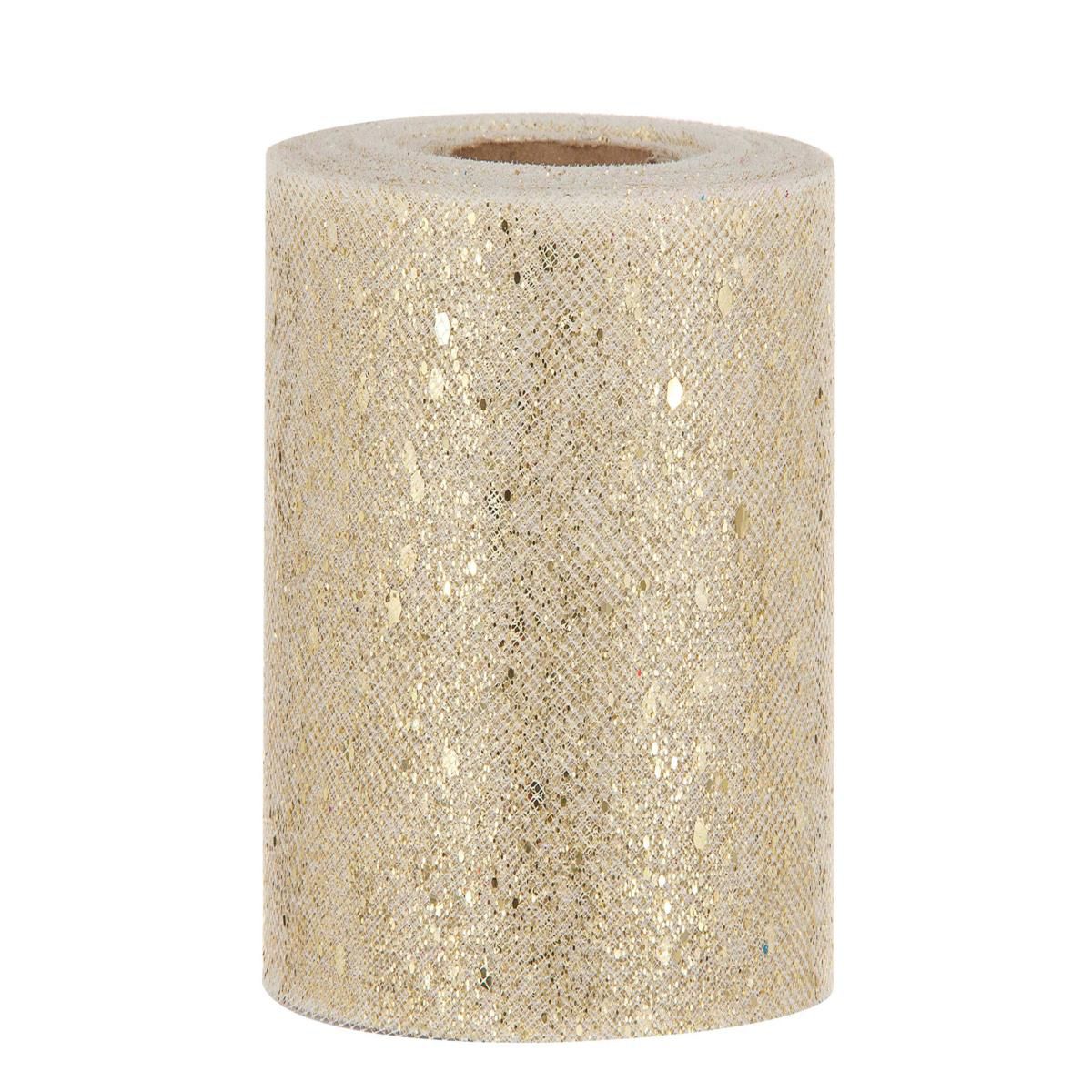 TULLE BRILLANTE 14 CM 20 MT C/GLITTER ORO PV