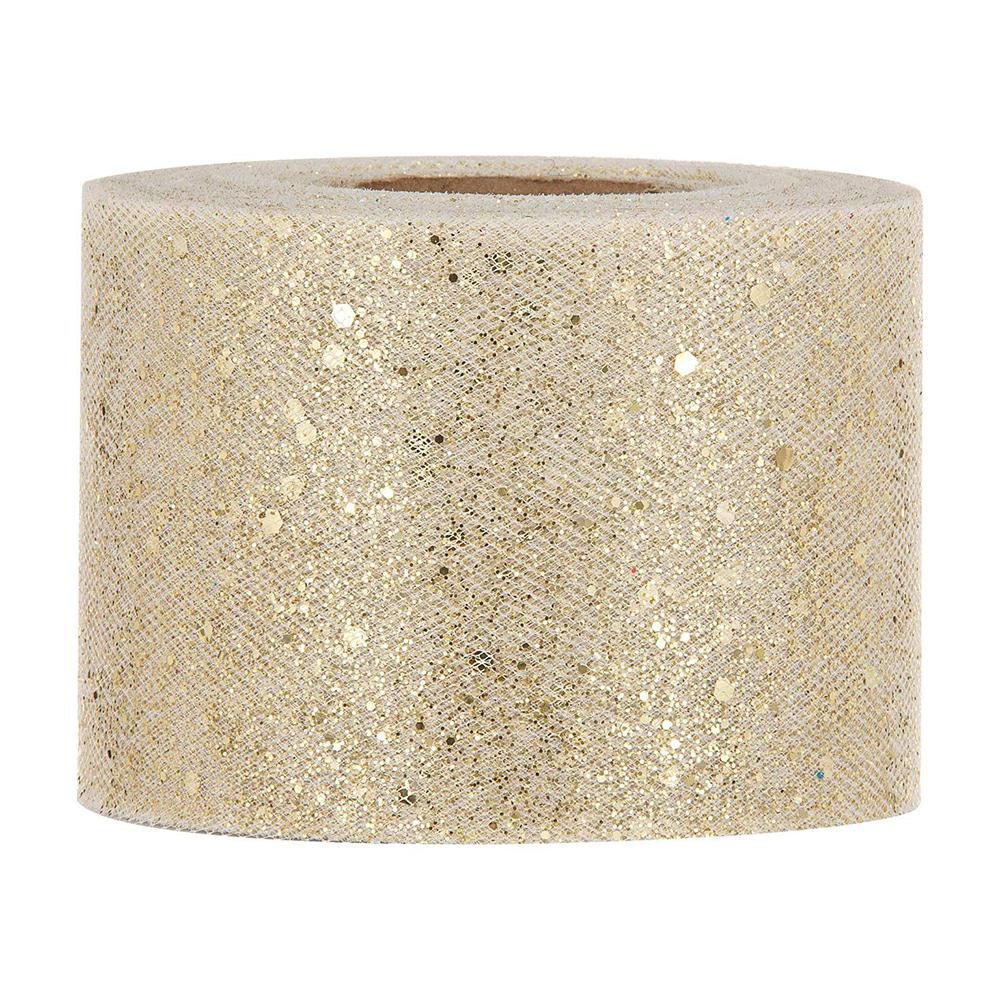TULLE BRILLANTE H.7 CM 50 MT C/GLITTER ORO PV TULLE BRILLANTE H.7 CM 50 MT C/GLITTER ORO PV