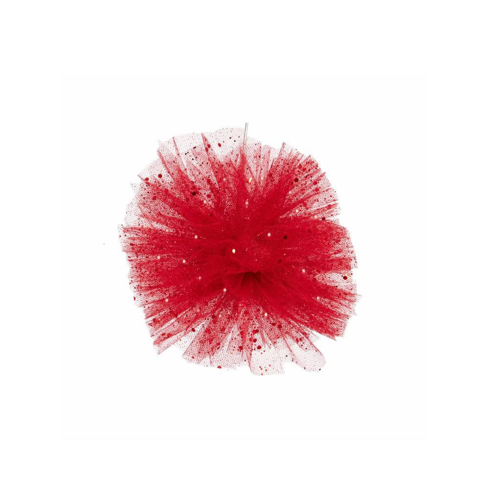PON PON DI TULLE D.40 CM ROSSO GLITTER