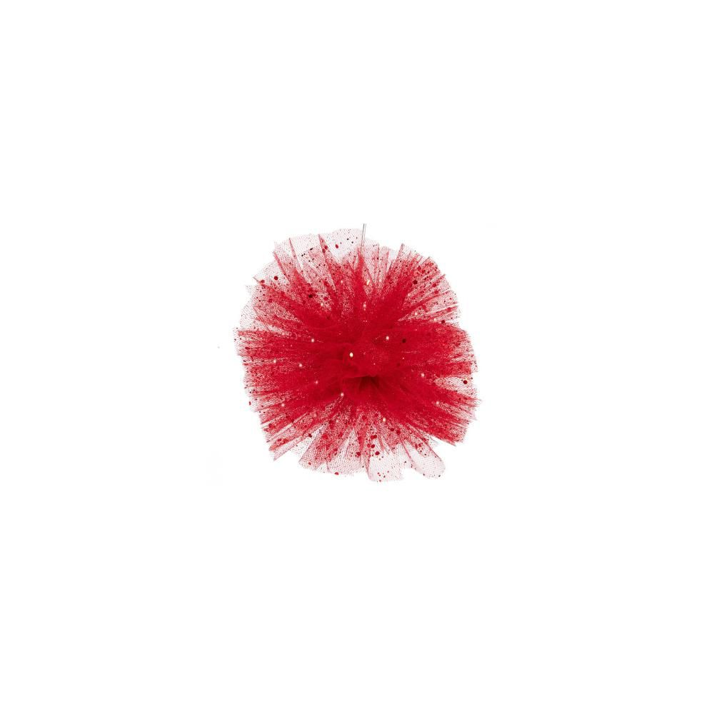 PON PON DI TULLE D.25 CM ROSSO GLITTER PON PON DI TULLE D.25 CM ROSSO GLITTER