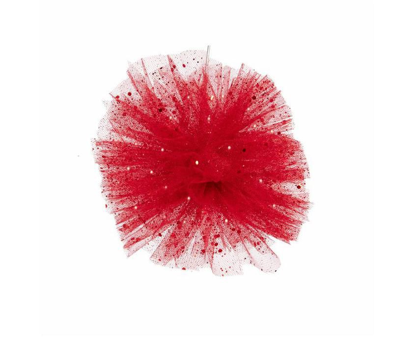 PON PON DI TULLE D.50 CM ROSSO GLITTER