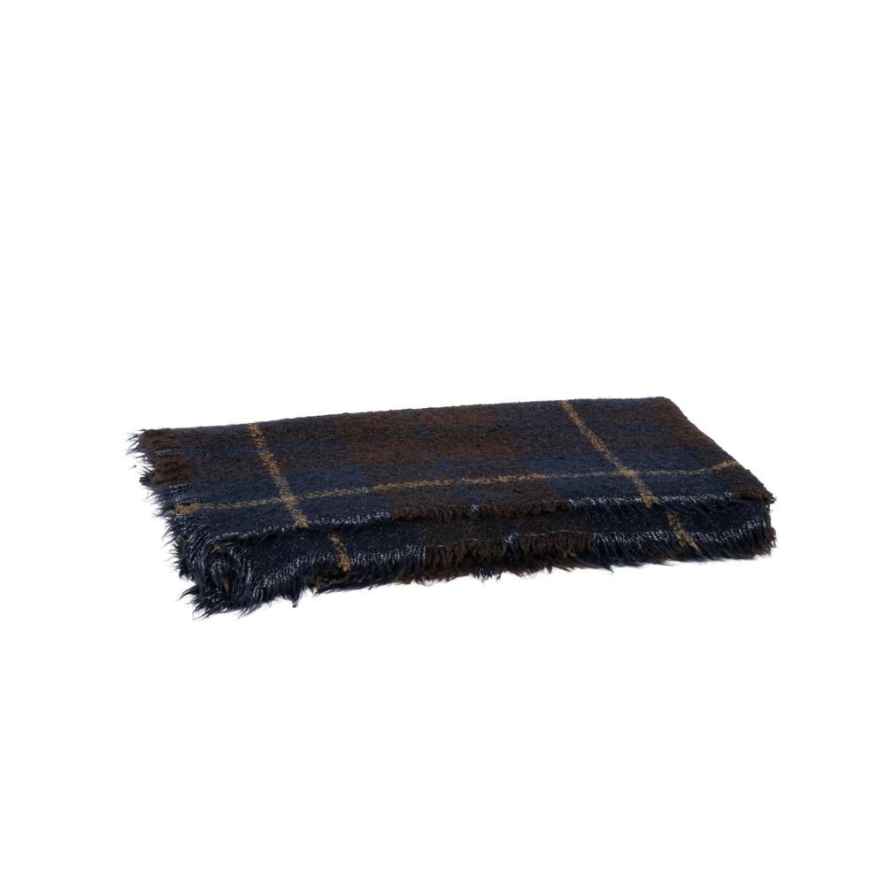 COPERTA-PLAID EFFETTO LANA 57X180 CM SCOZZESE BLU/BEIGE