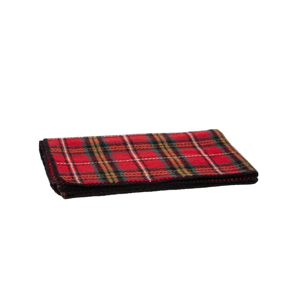 COPERTA-PLAID EFFETTO LANA 64X190 CM SCOZZESE ROSSO/VERDE/BEIGE