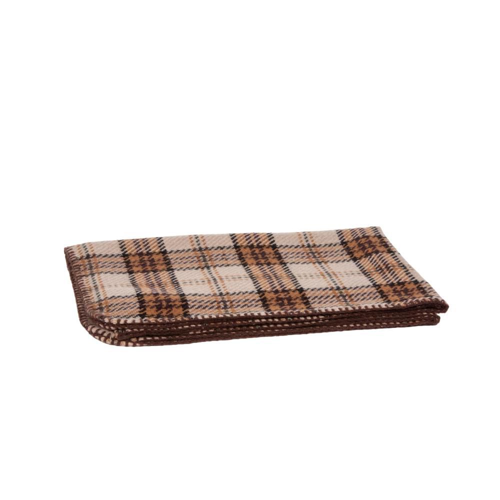 COPERTA-PLAID EFFETTO LANA 64X190 CM SCOZZESE MARRONE/BEIGE