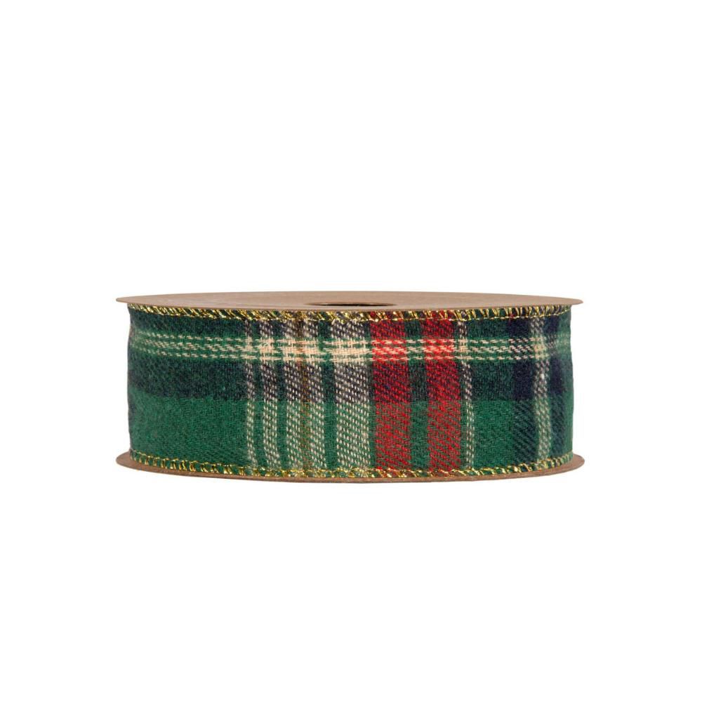 NASTRO POLIESTERE TARTAN 40MM 10MT VERDE/BEIGE/ROSSO