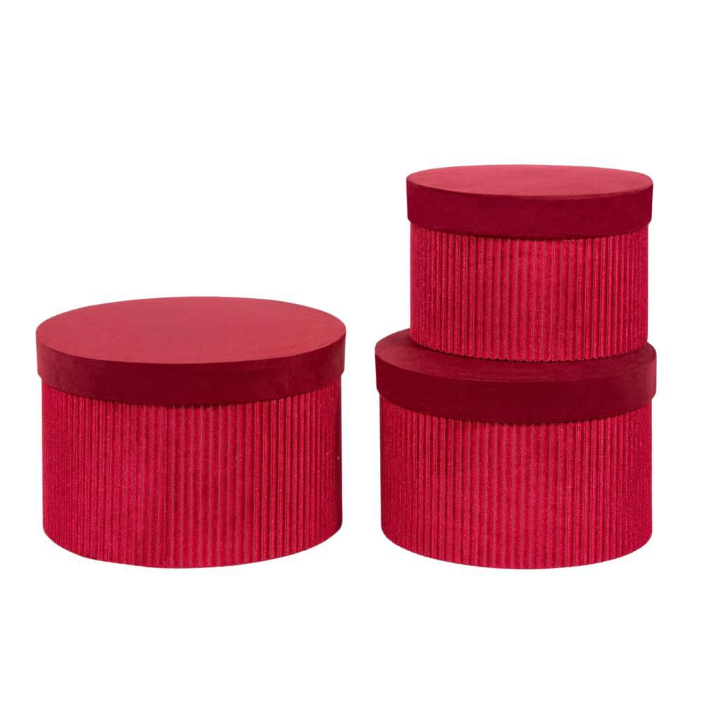 SET 3 SCATOLE VELLUTO D.23,5-21,5-19 H.15,5-14-12,5 CM ROSSO