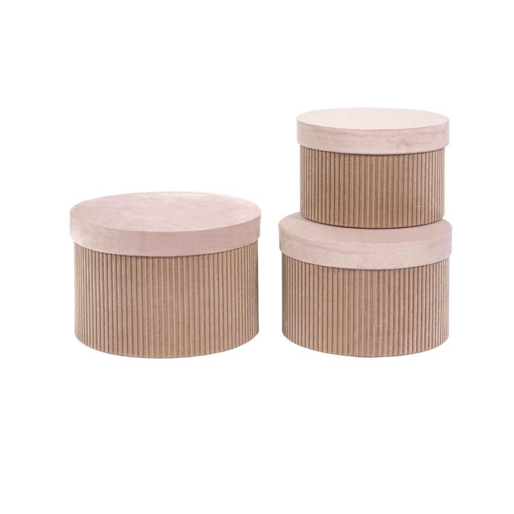 SET 3 SCATOLE VELLUTO D.23,5-21,5-19 H.15,5-14-12,5 CM ROSA