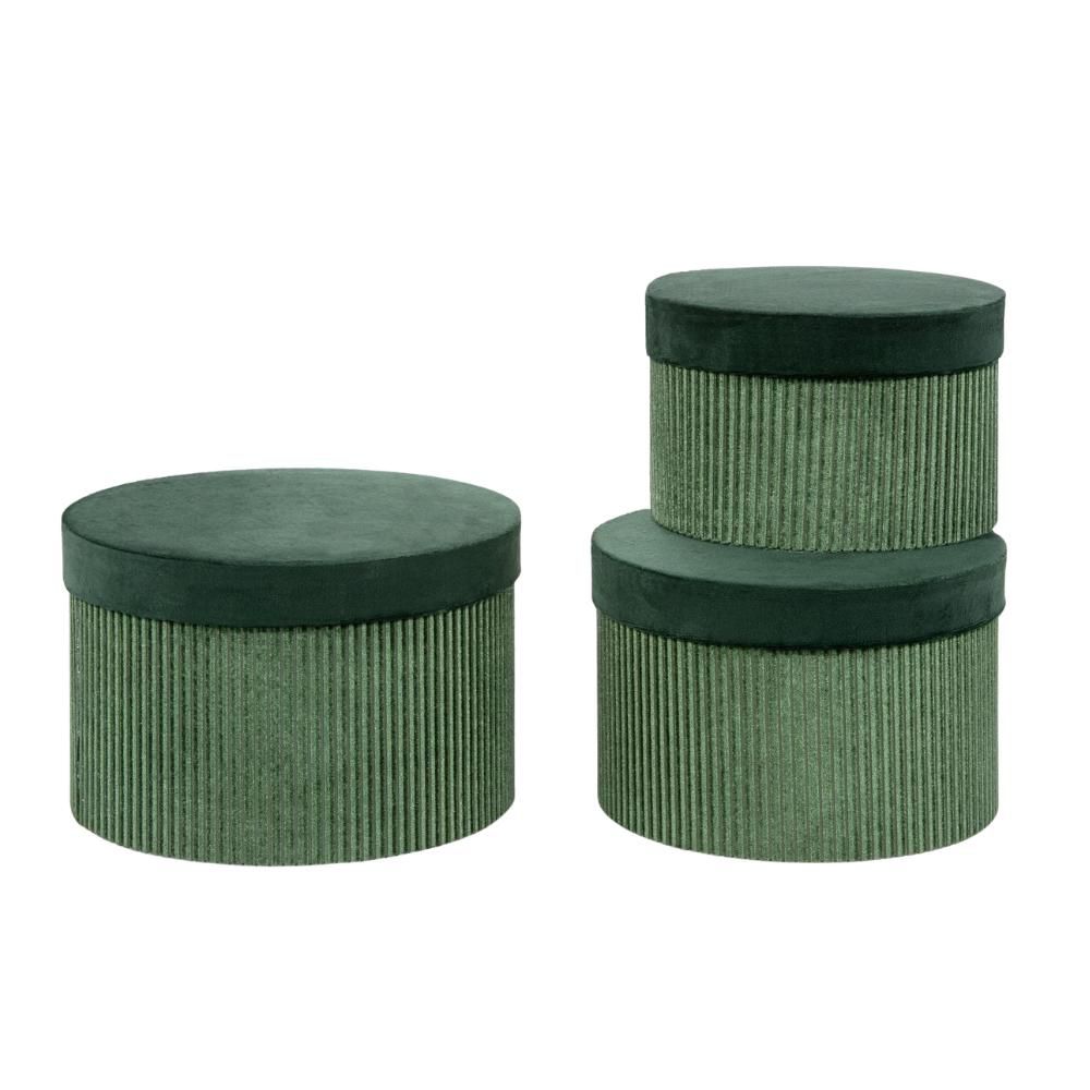 SET 3 SCATOLE VELLUTO D.23,5-21,5-19 H.15,5-14-12,5 CM VERDE SET 3 SCATOLE VELLUTO D.23,5-21,5-19 H.15,5-14-12,5 CM VERDE