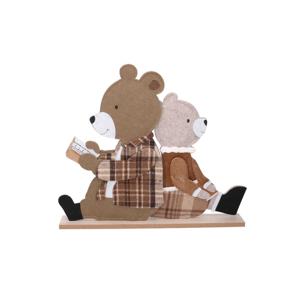 ORSI FELTRO SU BASE LEGNO 46X6CM H.40 CM MARRONE/NATURALE/BIANCO