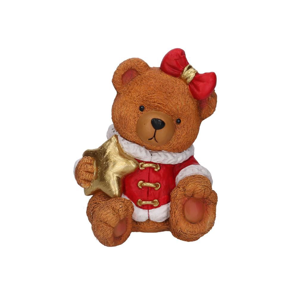 ORSO RESINA C/STELLA 24X23,5 CM H.30 CM MARRONE/ROSSO/ORO ORSO RESINA C/STELLA 24X23,5 CM H.30 CM MARRONE/ROSSO/ORO