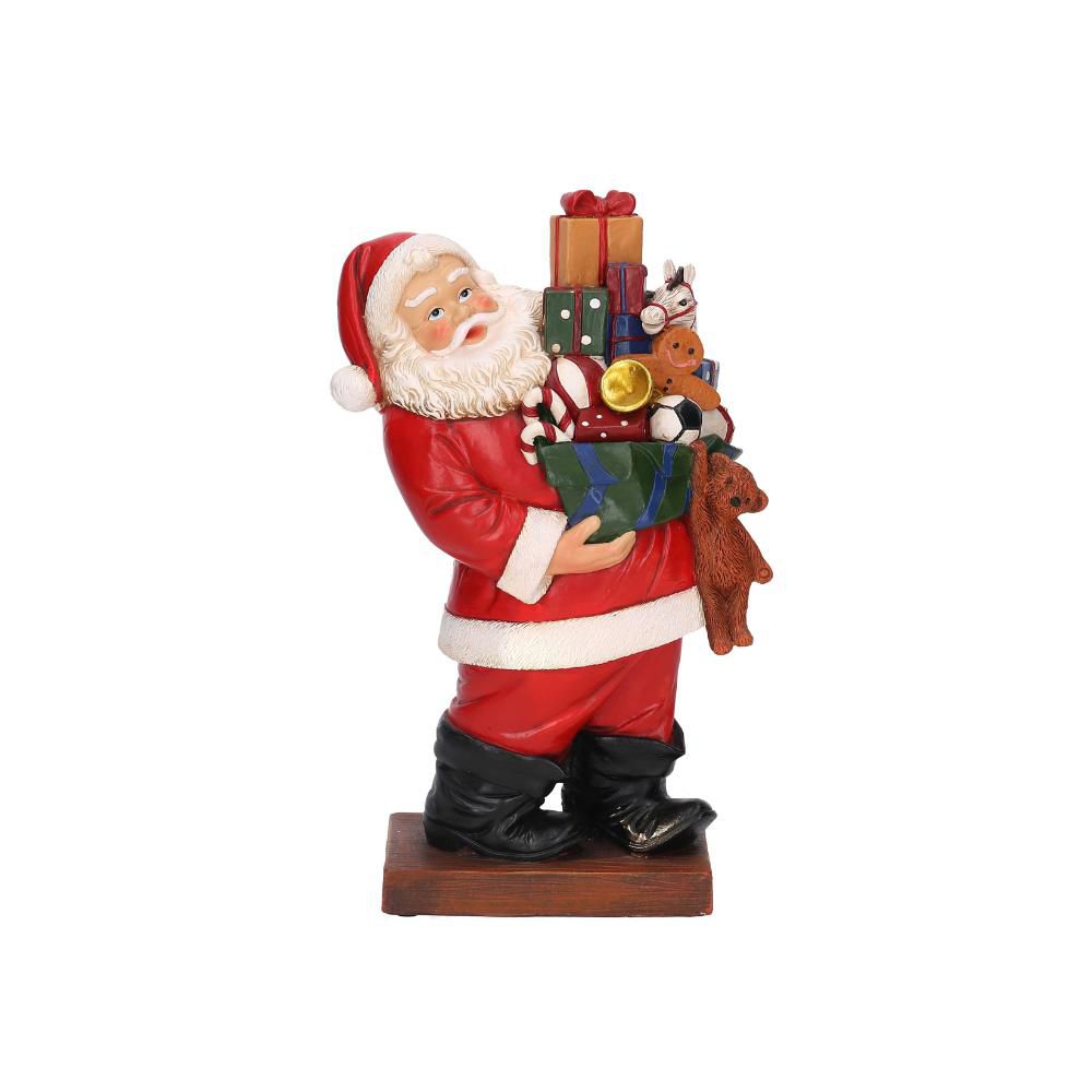 BABBO NATALE RESINA C/REGALI 18X8,5 CM H.30 CM MARRONE/ROSSO/BNC