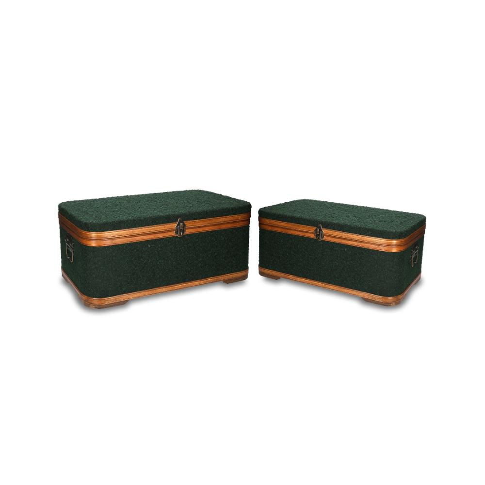 SET 2 BAULI LEGNO C/TESSUTO 61-51X38-31 CM H.27-22,5CM VERDE SET 2 BAULI LEGNO C/TESSUTO 61-51X38-31 CM H.27-22,5CM VERDE