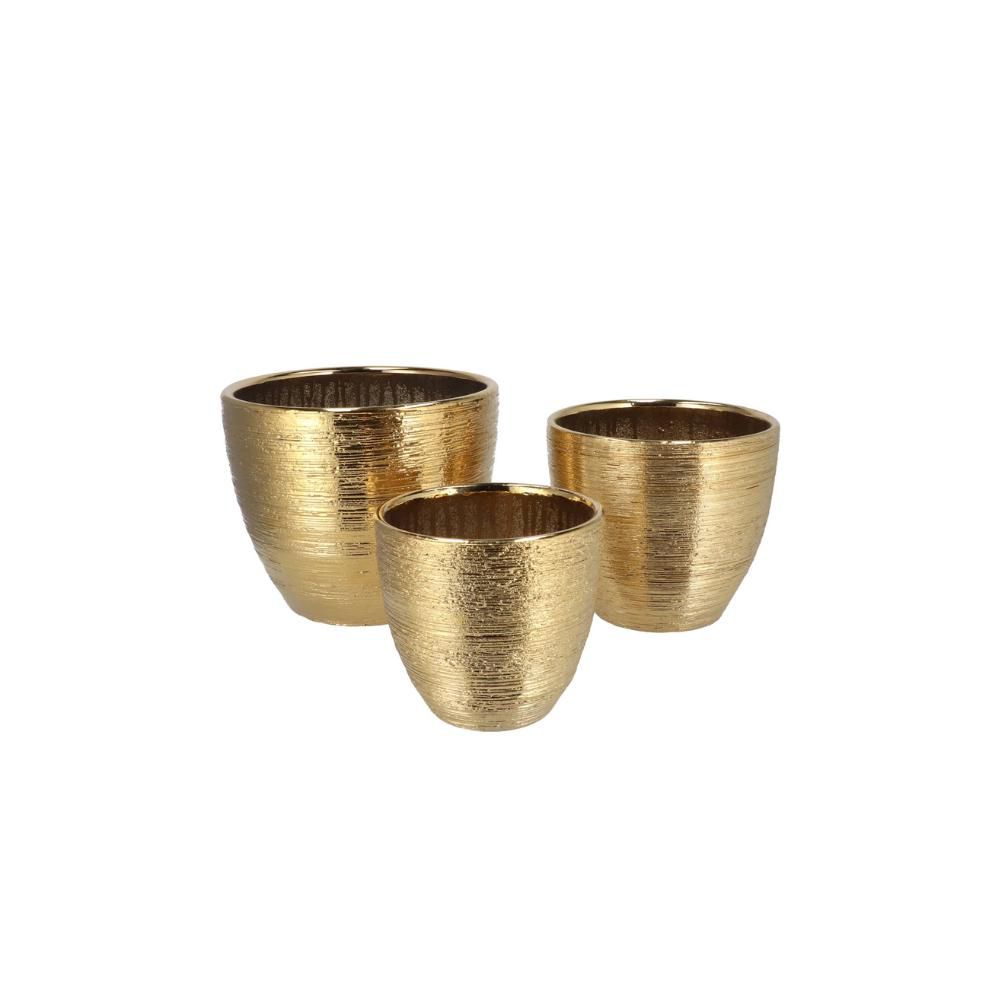 SET 3 VASI CERAMICA D.25-21-16 CM H.21-18-15 CM -HARPER- ORO SET 3 VASI CERAMICA D.25-21-16 CM H.21-18-15 CM -HARPER- ORO