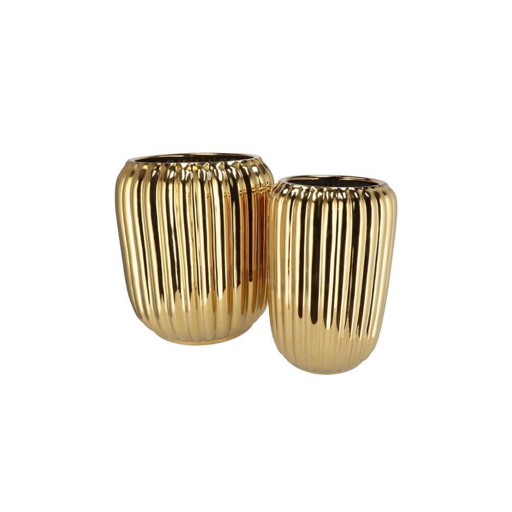 SET 2 VASI CERAMICA D.40-28 CM H.44-41 CM -HARPER- ORO
