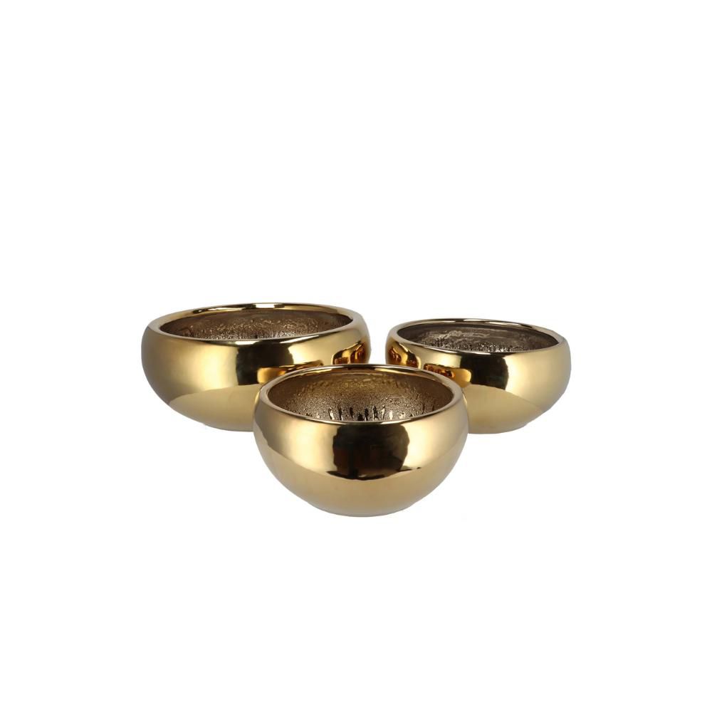 SET 3 CIOTOLE CERAMICA D.43-33-27 CM H.18-17-15 CM -HARPER- ORO