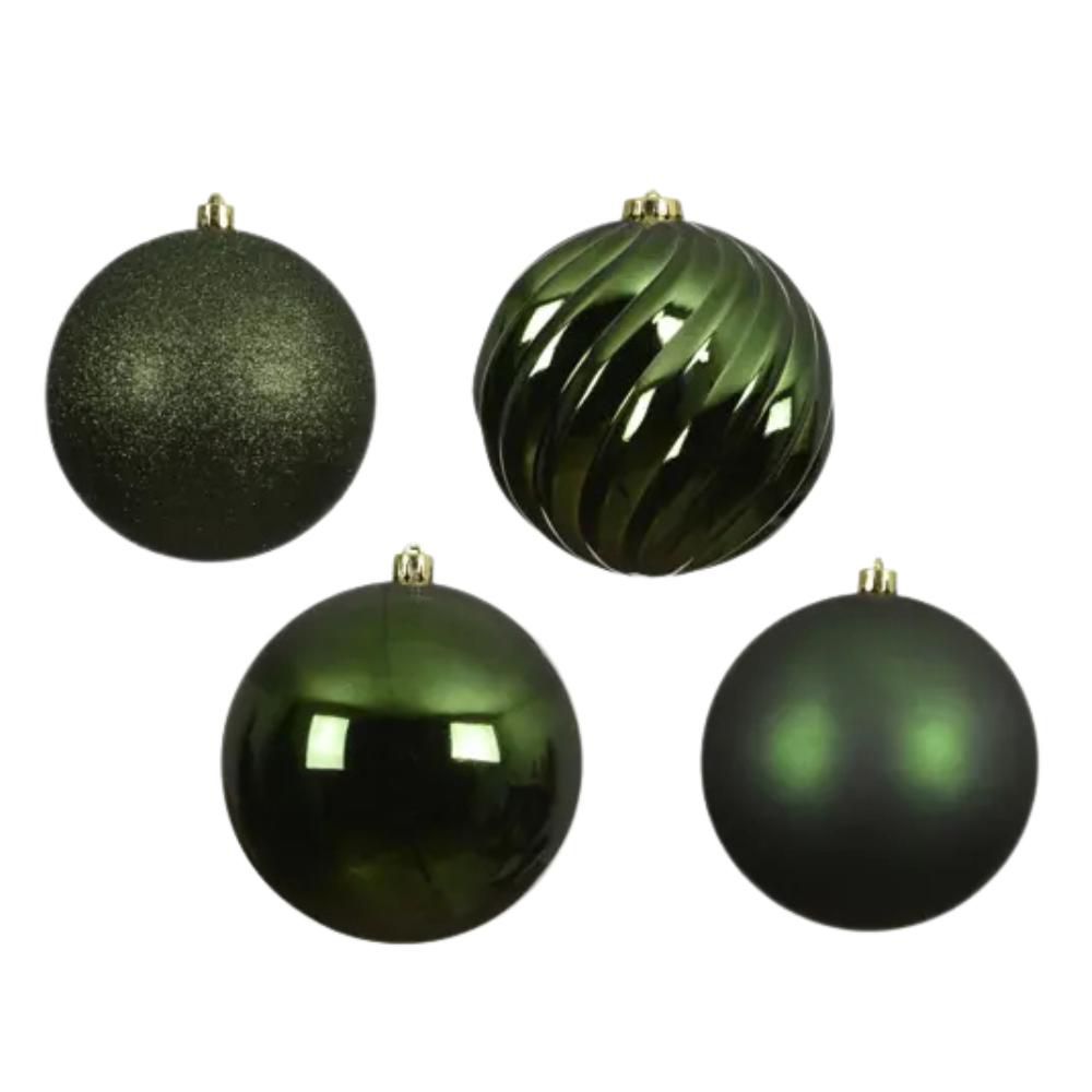 SET 4 SFERE POLY MM.140LUCIDO/SATINATO/GLITTER VERDE SCURO SET 4 SFERE POLY MM.140LUCIDO/SATINATO/GLITTER VERDE SCURO