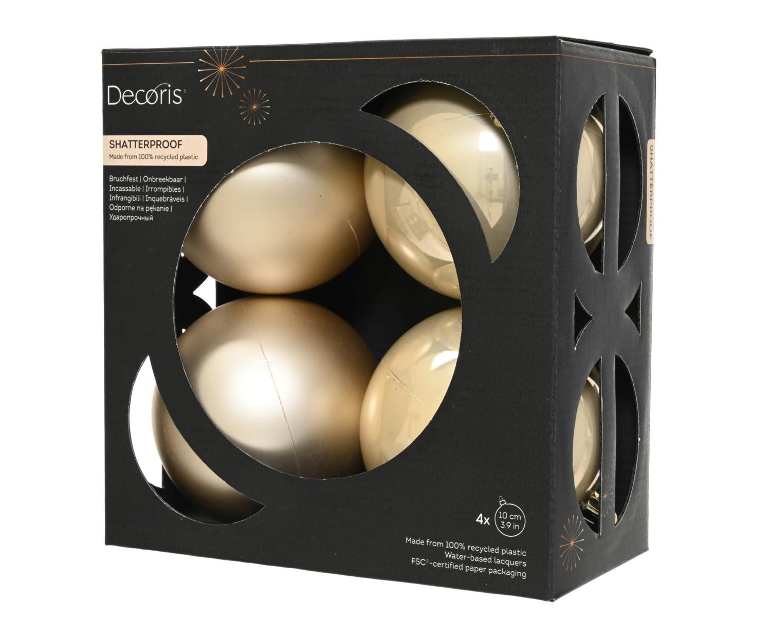 SET 4 SFERE POLY MM.100ASS. CONF. CARTONE LUCIDO/SATINATO PERLA